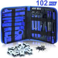 🚗 ultimate 102pcs car trim removal tool set - dualeco trim puller kit for panels, doors, audio and more! includes plastic pry tools, clip pliers, fastener removers, terminal and stereo tools logo