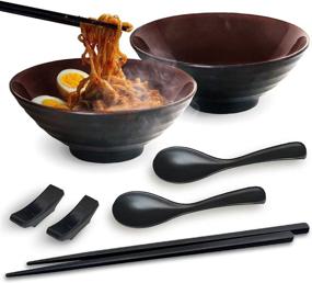 img 3 attached to 🍜 Bowl & Chopsticks Set - Japanese Melamine Dinnerware