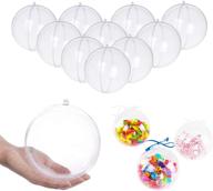 🎄 pack of 10 uniqled clear plastic fillable diy craft ball ornaments for christmas decor (80mm) логотип