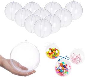 img 4 attached to 🎄 Pack of 10 UNIQLED Clear Plastic Fillable DIY Craft Ball Ornaments for Christmas Decor (80mm)