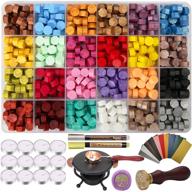 748-piece wax sealing beads kit with 24 colors and life of tree stamp, including 12 tea light candles - ideal for envelopes, parcels, manuscripts, and cards logo