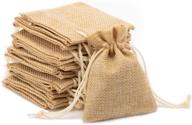 erduoduo pack of 50 small burlap bags: 2.75x3.54inch drawstring gift & sachet bags, reusable little burlap pouches / tea bags logo