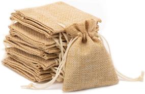 img 4 attached to erduoduo Pack of 50 Small Burlap Bags: 2.75x3.54inch Drawstring Gift & Sachet Bags, Reusable Little Burlap Pouches / Tea Bags