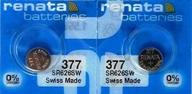 🔋 renata 377 sr626sw silver oxide zero mercury electronic batteries (pack of 2) logo