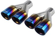 🚗 upower dual exhaust tips - 2.25" inlet, 3" outlet, 9.2" long - vacuum plating blue 304 polished stainless steel weld on exhaust tailpipe tips (pack of 2) logo