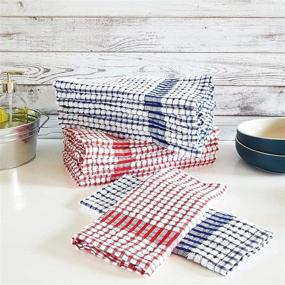 img 3 attached to 🔴 Juvale Grid Pattern Kitchen Cotton Towels in Blue and Red (16 x 25 Inches, Pack of 16)