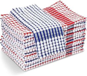 img 4 attached to 🔴 Juvale Grid Pattern Kitchen Cotton Towels in Blue and Red (16 x 25 Inches, Pack of 16)