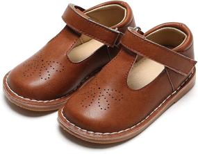 img 4 attached to ESTINE Toddler T Strap Uniform Brown 1 Girls' Shoes and Flats: Stylish & Comfortable Footwear for Little Fashionistas