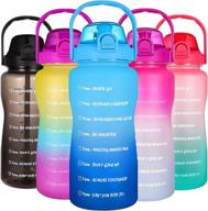 💦 amiter 64oz large water bottle with motivational time marker & handle - half gallon sports water jug, leakproof bpa free, straw included логотип