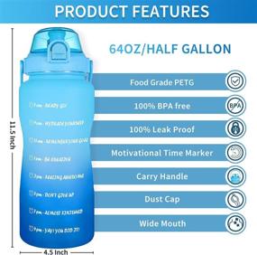 img 1 attached to 💦 AMITER 64oz Large Water Bottle with Motivational Time Marker & Handle - Half Gallon Sports Water Jug, Leakproof BPA Free, Straw Included