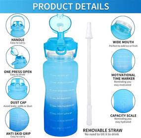 img 2 attached to 💦 AMITER 64oz Large Water Bottle with Motivational Time Marker & Handle - Half Gallon Sports Water Jug, Leakproof BPA Free, Straw Included