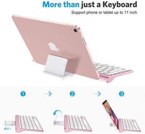 img 3 attached to 🌹 OMOTON Rose Gold iPad Keyboard: Ultra-Slim Bluetooth Keyboard with Sliding Stand for iPad Air, iPad 10.2, iPad Mini, and More - Compatible with 4th Gen Air & 9th/8th/7th Gen - Excludes iPad Pro 12.9