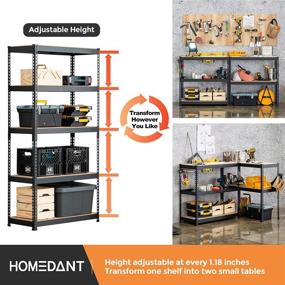 img 2 attached to 📦 HOMEDANT 5-Tier Metal Shelving Unit - Adjustable Garage Storage Rack for Heavy-Duty Shelves, Organization, and Multipurpose Shelf - Ideal for Warehouse, Basement, Kitchen, Living Room - Dimensions: 35.9"W x 16.2"D x 71.3"H - 1 Pack