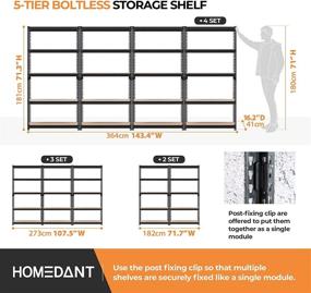 img 1 attached to 📦 HOMEDANT 5-Tier Metal Shelving Unit - Adjustable Garage Storage Rack for Heavy-Duty Shelves, Organization, and Multipurpose Shelf - Ideal for Warehouse, Basement, Kitchen, Living Room - Dimensions: 35.9"W x 16.2"D x 71.3"H - 1 Pack