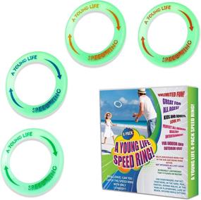 img 4 attached to 🌟 Glow-in-the-Dark Kid's Flying Rings Discs - 4 Pack - Lightweight for Easy Flight - Floats on Water - Ideal for Family Activities and Outdoor Parties - Made in USA