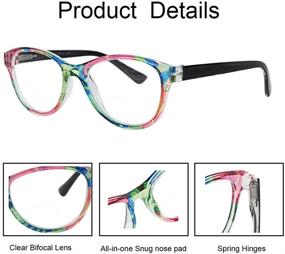 img 2 attached to 👓 Hyyiyun 2Pairs Bifocal Reading Glasses: Stylish Cateye Designer Frames with Spring Hinge, Clear Lenses, and Accessories