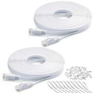 high-speed 2 pack ethernet cable 50ft - dayedz cat 6 lan cable with clips & rj45 connectors for faster internet - slim long flat design - ideal for router setup - cat5e/cat5 upgrade - 50 feet 2 pack white logo