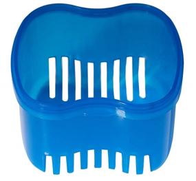 img 1 attached to Denture Brush Retainer Case with Denture Cups Bath - Container for Travel with Basket Denture Holder - Ideal for Mouth Guards, Night Guards, and Gum Retainers (Blue)