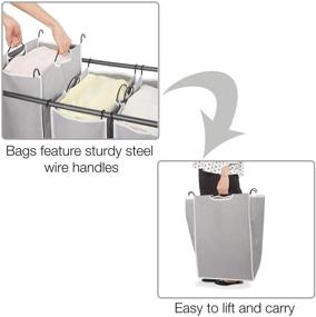 img 1 attached to 🧺 Gray 3 Section Laundry Sorter Cart with Lockable Wheels and Removable Bags - STORAGE MANIAC Heavy Duty 3 Bag Laundry Hamper