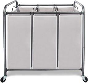 img 4 attached to 🧺 Gray 3 Section Laundry Sorter Cart with Lockable Wheels and Removable Bags - STORAGE MANIAC Heavy Duty 3 Bag Laundry Hamper