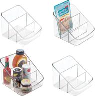 📦 mdesign clear plastic kitchen storage caddy - large organizer for food packets - ideal for pantry, cabinet, countertop - holds spice pouches, dressing mixes, hot chocolate, rice, taco seasoning - 4 pack логотип