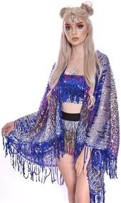 img 4 attached to 🌈 Holographic Festival Cover Up: Stand out at Coachella with Stunning Women's Clothing in Swimsuits & Cover Ups