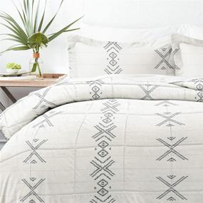 img 2 attached to 🛌 Linen Market Premium Gray Comforter Set: Urban Stitch Patterned Down Alternative for Twin/Twin Extra Long Beds