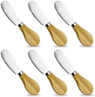 🧀 futglobal bamboo handled cheese spreaders - set of 6, 5-inch stainless steel butter knives, premium sandwich cream cheese condiment spreader logo