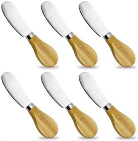 img 4 attached to 🧀 FutGlobal Bamboo Handled Cheese Spreaders - Set of 6, 5-Inch Stainless Steel Butter Knives, Premium Sandwich Cream Cheese Condiment Spreader