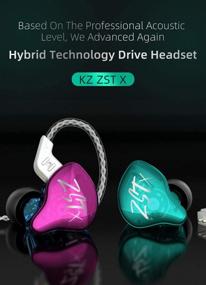 img 3 attached to 🎧 Наушники KZ ZSTX Hybrid Drive внутриканальные: высокая верность звуку, съемный кабель (без микрофона, голубые)