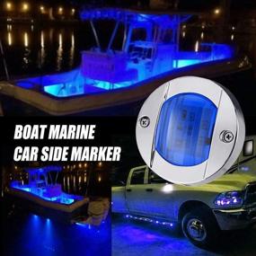 img 3 attached to 🚤 ALFU 4PCS Blue DC12V 6 LED Side Marker Light Navigation Lights for Marine Boats - Waterproof, Round Transom Anchor Stern Lamp with Chrome Bezel