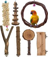 🐦 7-piece natural wood bird perch swing chewing toys set for small parakeets, cockatiels, conures, finches, budgie, macaws, parrots, love birds - limio bird cage toys logo