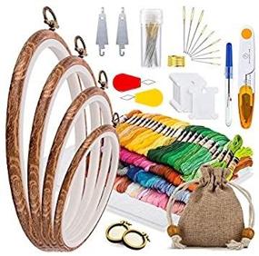 img 1 attached to 🧵 Embroidery Kit for Kids and Adults – Comprehensive 160-piece Crossstitching Kits for Beginners – Engaging Interactive Embroidery Family Kit with 100 Vibrant Embroidery Thread Colors, Pendant Hoops and Tool Bag