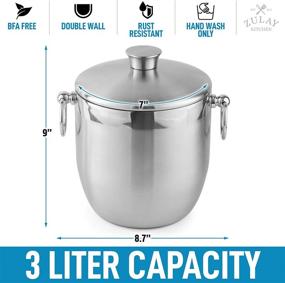 img 2 attached to 🍾 Zulay 3L Double-Wall Insulated Stainless Steel Ice Bucket - Perfect for Cocktail Bars, Parties, and Indoor/Outdoor Use - Includes Lid, Strainer, and Tongs