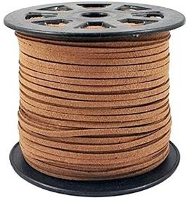 img 1 attached to BeadsTreasure Burlywood Leather Cord - 3x1.5 mm Suede Lace for Jewelry Making, 20 Feet