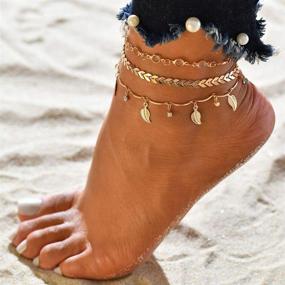 img 3 attached to 🌴 Виужу Бохемский пляжный многослойный чарм-браслет для женщин и девочек - стильное украшение ног.
