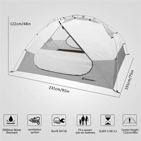 img 3 attached to 🏕️ Bessport 3 Person Lightweight Waterproof Camping Tent: Easy Setup & Two Doors - Ideal for Outdoor, Hiking, Mountaineering, and Travel