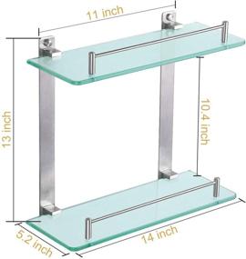 img 1 attached to 🛁 Bathroom Tempered Glass Shelf - 14 Inch 2 Tier, Wall Mounted, Brushed Nickel, Rustproof SUS304 Stainless Steel, Frosted Glass Shelf by HOMEIDEAS