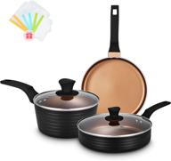 🍳 11-piece nonstick cookware set with induction capability - chemical-free pots and pans, black logo