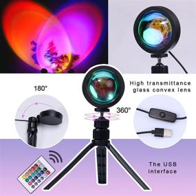 img 1 attached to 🌄 RGB Color Changing Sunset Projection Lamp with Remote Control, 360 Degree Rotation Tripod, and 16 Colors - Perfect for Photography, Home Party, and Bedroom Ambiance