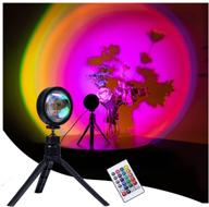 🌄 rgb color changing sunset projection lamp with remote control, 360 degree rotation tripod, and 16 colors - perfect for photography, home party, and bedroom ambiance логотип