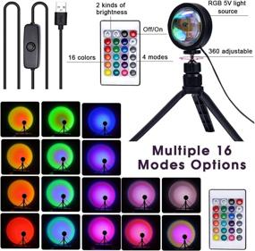 img 2 attached to 🌄 RGB Color Changing Sunset Projection Lamp with Remote Control, 360 Degree Rotation Tripod, and 16 Colors - Perfect for Photography, Home Party, and Bedroom Ambiance