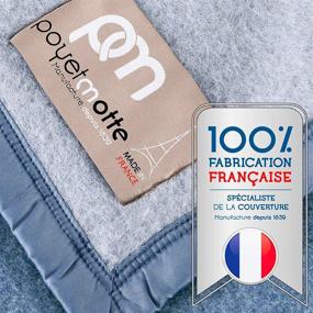 img 2 attached to 🔥Поэ Мотте Аубиск 500GSM Тяжелый 100% шерстяное одеяло - полное/королевское, синее/светло-синее: превосходное качество и максимальное тепло!