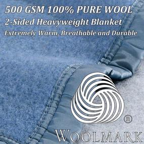 img 1 attached to 🔥Поэ Мотте Аубиск 500GSM Тяжелый 100% шерстяное одеяло - полное/королевское, синее/светло-синее: превосходное качество и максимальное тепло!