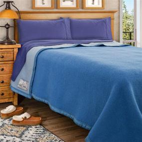 img 4 attached to 🔥Поэ Мотте Аубиск 500GSM Тяжелый 100% шерстяное одеяло - полное/королевское, синее/светло-синее: превосходное качество и максимальное тепло!