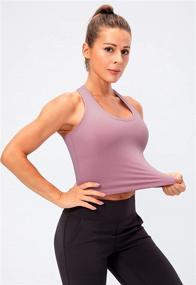 img 1 attached to Lavento Women's Racerback Crop Tank - Optimal Workout, Running, and Yoga Top