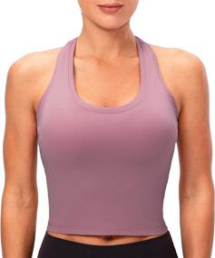 img 3 attached to Lavento Women's Racerback Crop Tank - Optimal Workout, Running, and Yoga Top