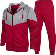 color block 2-piece runcati mens tracksuit: sweatshirt and joggers sweatsuit for sports logo