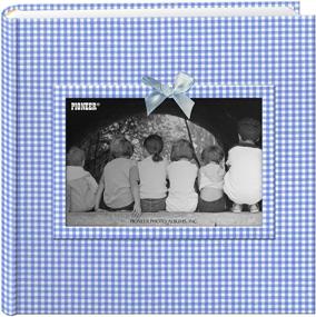 img 3 attached to 📸 Premium Pioneer Photo Album: 200-Pocket Gingham Fabric Frame Cover Photo Album, Ideal for 4 by 6-Inch Prints - Vibrant Blue Design