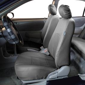 img 3 attached to Universal Fit PU Leather Seat Covers, Front Set for Cars, Trucks & SUVs - Solid Gray by FH Group